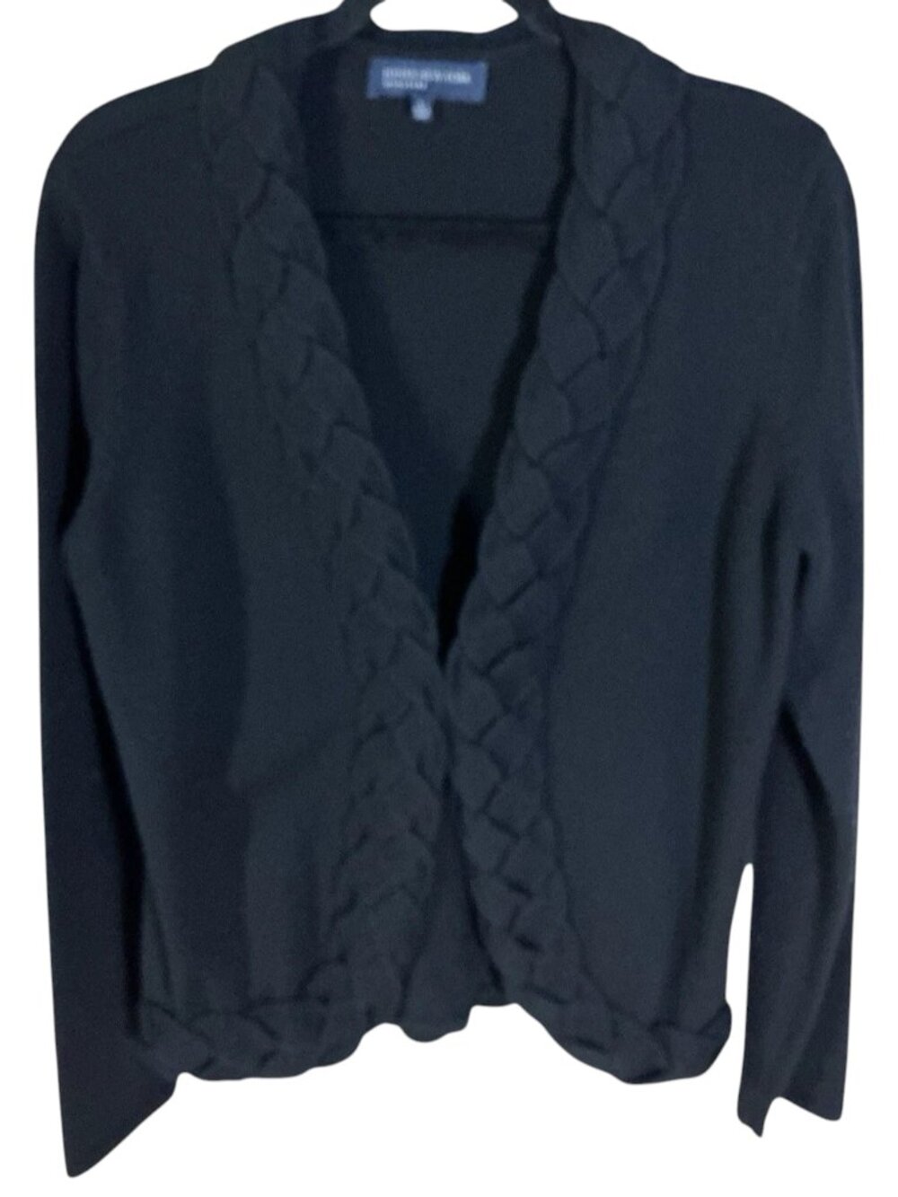 Jones New York Signature Collection Black Braided Cardigan Sweater Large